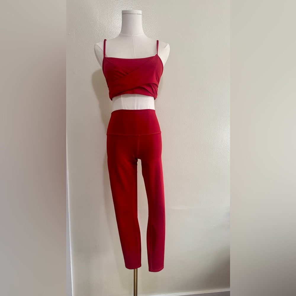 ALO Yoga Red Leggings and Matching Bra